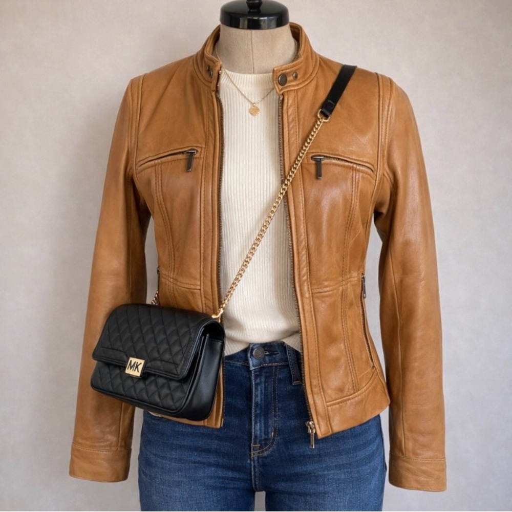 ✨ Michael Kors Genuine Leather Moto Jacket ✨
